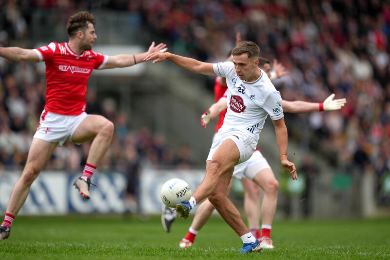 Kildare's Tommy in action against Louth on Sunday. Photograph: James Lawlor/Inpho
