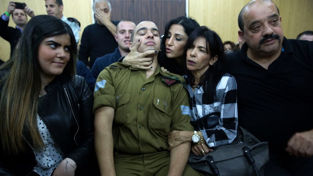 A military court sitting in Tel Aviv ruled that Sgt Elor Azaria, who was 19 at the time, had acted outside the army’s rules of engagement when he killed Abdel Fattah al-Sharif in Hebron last March. Photograph: Heidi Levine, Pool via AP