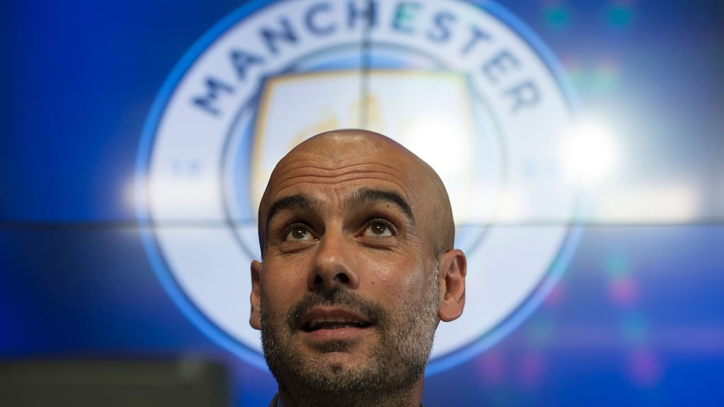 Manchester City manager Pep Guardiola oversaw a famous victory over his former club last night. Photograph: Getty Images