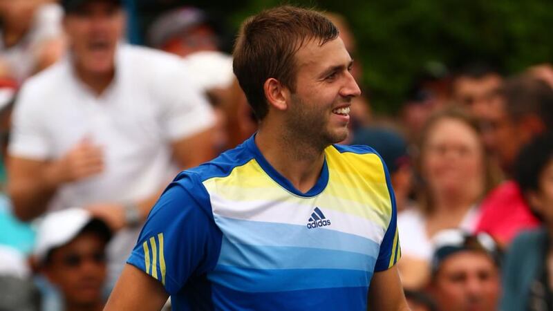 Birmingham’s Dan Evans his win over Kei Nishikori of Japan during their first round match on Day One of the 2013 US Open. Photograph: Dan Istitene/Getty Images