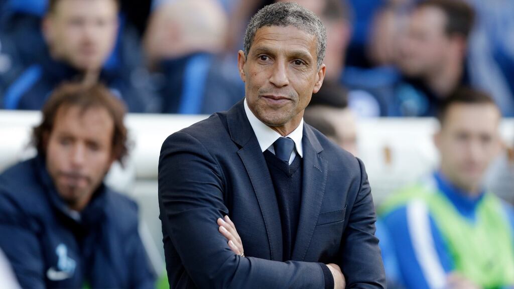 Chris Hughton has signed a new four-year contract with Brighton & Hove Albion. Photograph: Henry Browne/Action Images via Reuters/Livepic
