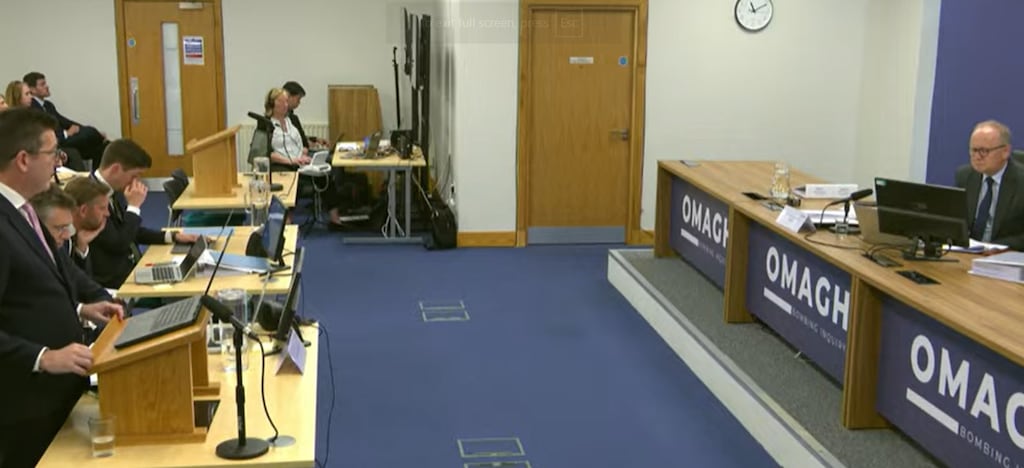 A 'considerable body of material' has not been shared with the Omagh Bombing Inquiry. Photograph: Omagh Bombing Inquiry/PA