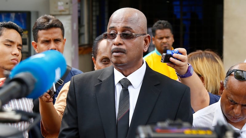 Sankara N Nair, lawyer representing the family of 15-year-old Irish teenager Nóra Quoirin, speaks to the media outside a hospital morgue in Seremban, Negeri Sembilan, Malaysia. Photograph: Lai Seng Sin/AP Photo