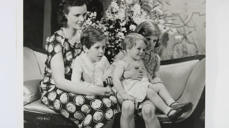 Pictured in the Snow White Dress by Charles James 1938, Countess of Rosse with her children Susan (later Viscountess de Vesci) and Antony Armstrong-Jones (later Lord Snowdon) and Lord Oxmantown (later Earl of Rosse).