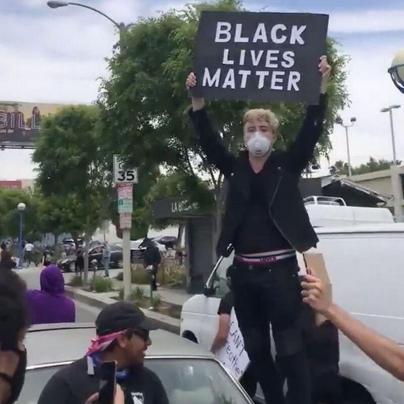 Jedward at a Black Lives Matter protest. Photograph: Twitter