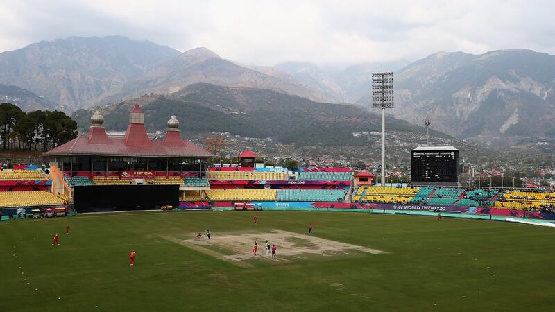 A general view of the HPCA Stadium during the Twenty20 World Cup warm-up match between Ireland and Zimbabwe in Dharamsala, India. Photograph: Getty Images
