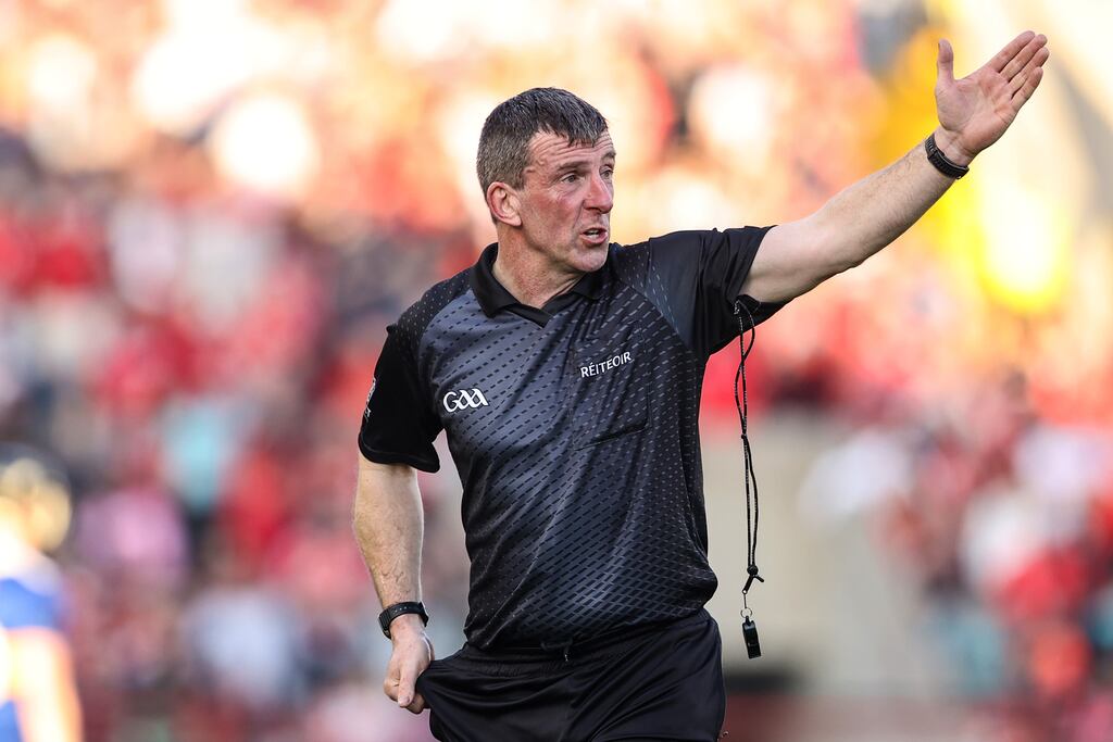 Paud O'Dwyer in his refereeing days. He is in his first year as joint manager of his adopted club, Palatine, alongside Eddie McGarry. Photograph: Ben Brady/Inpho