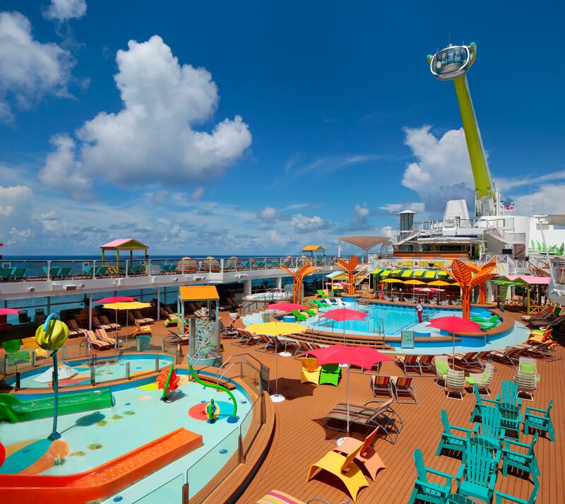 A pool deck on the Odyssey of the Seas