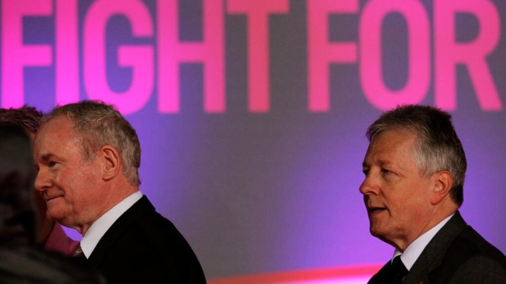 Northern Ireland First Minister Peter Robinson (right) and deputy First Minister Martin McGuinness. Photograph: Brian Lawless/PA Wire