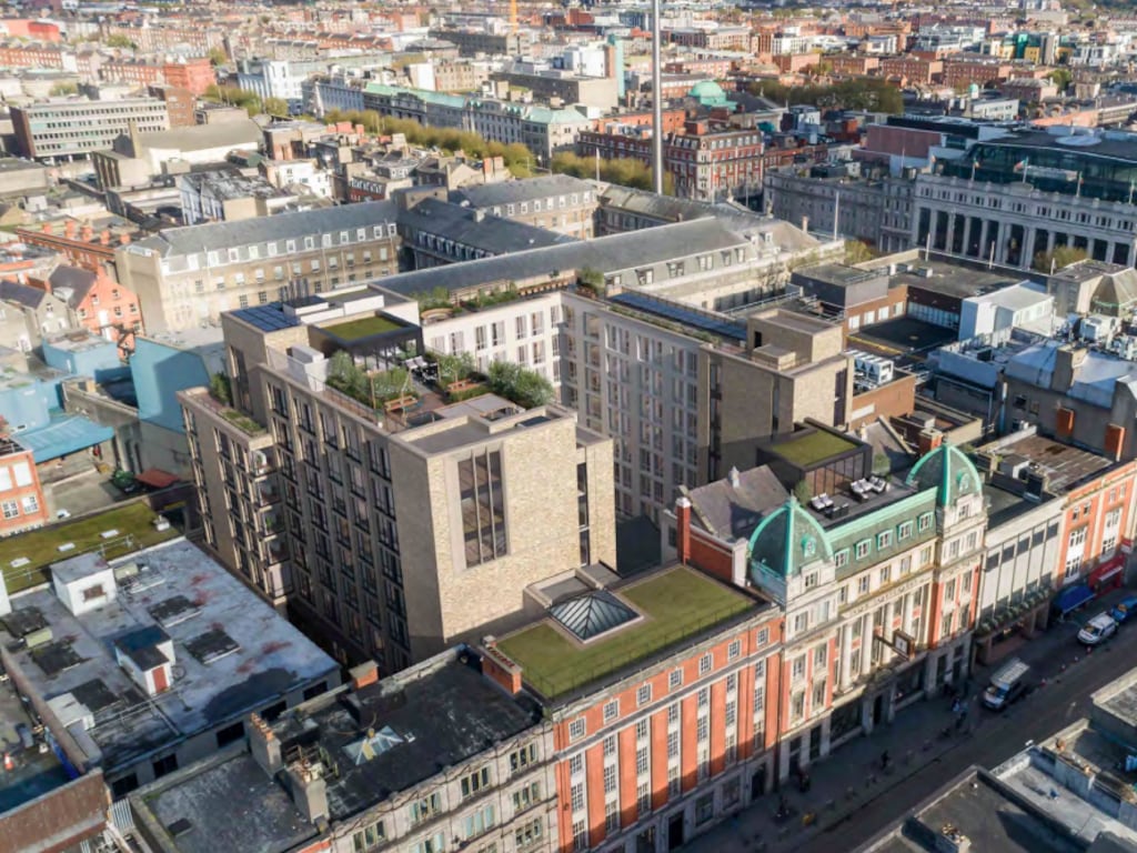 A rendering of the proposed student housing at Independent House on Middle Abbey Street in Dublin. Image: 3D Design Bureau