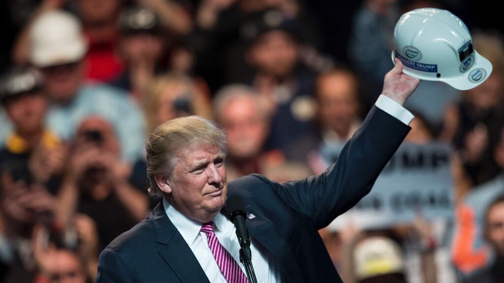 Donald Trump at a rally  in Charleston, West Virginia, on Thursday. Photograph:  Brendan Smialowski/AFP/Getty