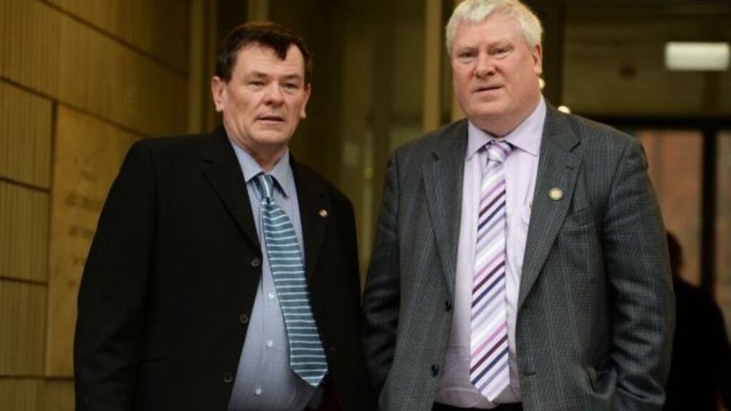 Siptu’s Willie Noone and David Lane: Noone says union members ‘never would try and justify unnecessary overtime’. Photograph: Cyril Byrne