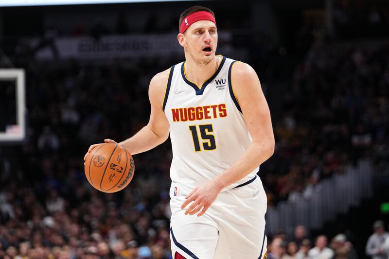 Nikola Jokic of the Denver Nuggets dribbles against the Memphis Grizzlies at Ball Arena in Denver, Colorado. Photograph: Ethan Mito/Clarkson Creative/Getty Images