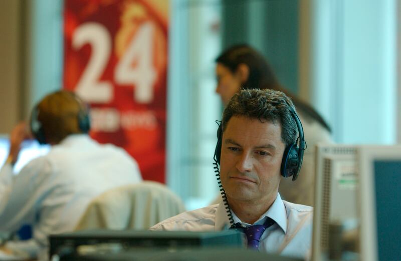 Gavin Esler working as a BBC News 24 presenter. Photograph: Jeff Overs/BBC News & Current Affairs via Getty