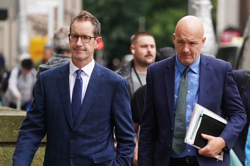 RTÉ interim deputy director general Adrian Lynch (left), pictured with strategy director Rory Coveney, told the committee that the RTÉ employee returned the car on Tuesday. Photograph: Brian Lawless/PA Wire