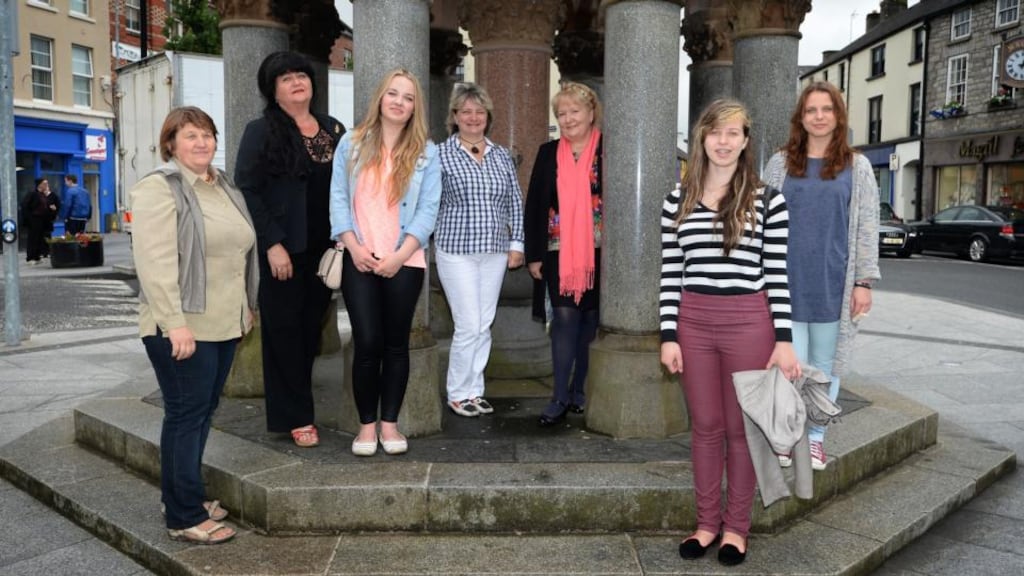 Migrant lives: Viliya Ruzveltiene, Ausra Jasikeviciene, Laura Vaitkaityte, Egle Pastarnokiene, Sofiya Visnevskiene, Roberta Ceginskaite and Gaivile Brickute, all Lithunians living in Monaghan. Photograph: David Sleator