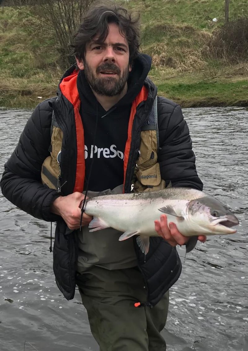 Local angler Paul Clarke with the first salmon of the season from Navan Anglers’ waters on the river Blackwater, a tributary of the river Boyne.