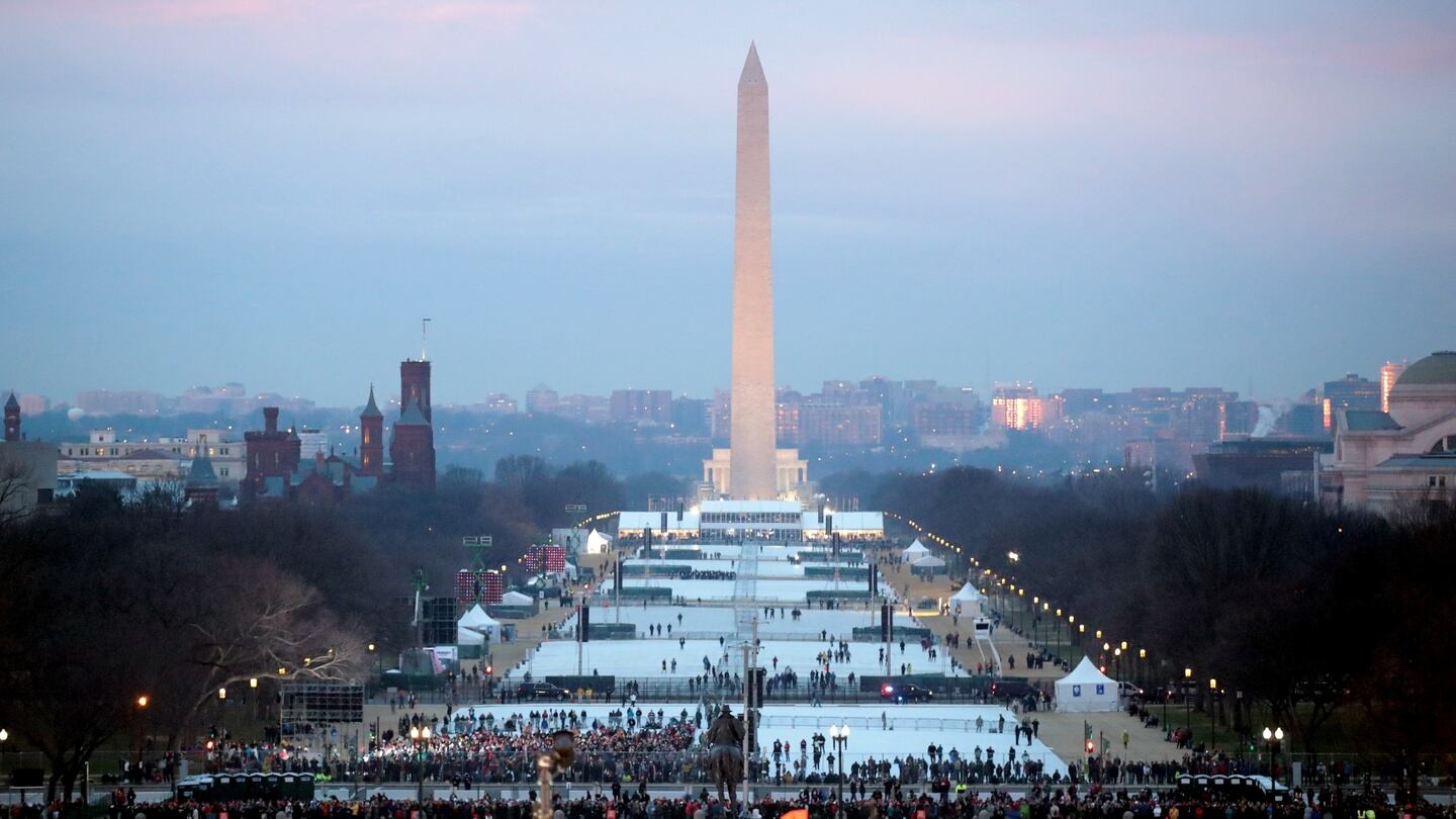 The Washington Monumnet is seen from the West Front of the U.S. Capitol on Friday. Photograph: Scott Olson/Getty Images