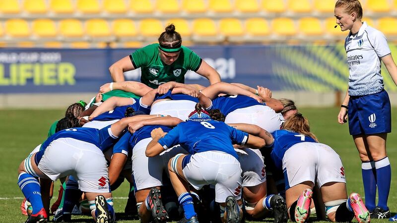 Ireland’s Ciara Griffin at a scrum. Photo: Giuseppe Fama/Inpho
