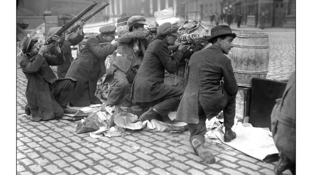 A photograph of the Rising by Walter Doughty, the Manchester Guardian’s first staff photographer from 1909 to 1949, whose glass plate negatives of the Easter Rebellion in Ireland, not seen for over 80 years, came to light when the joint darkroom of The Guardian and its sister paper the Manchester Evening News, was closed