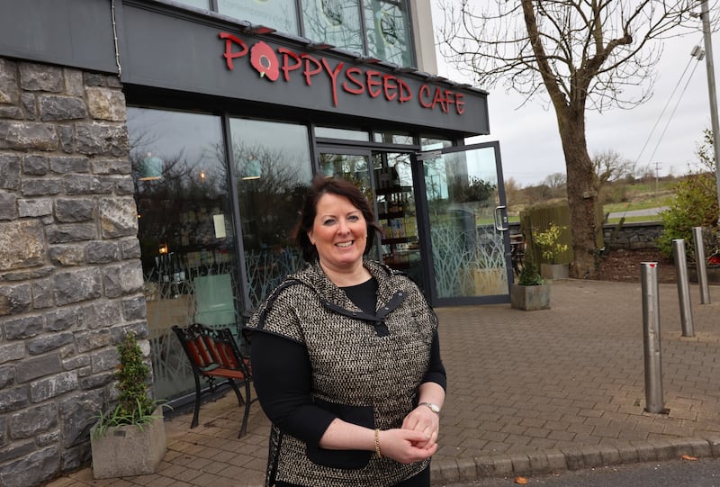 Anne Forde outside the PoppySeed Cafe at The Bridge Centre, Clarinbridge, Co Galway. Photograph: Dara Mac Dónaill
