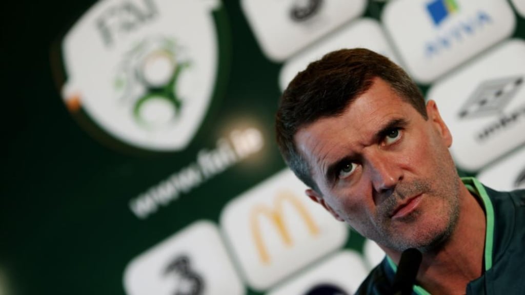Republic of Ireland assistant manager Roy Keane addresses the press at the Grand Hotel in Malahide, Co Dublin yesterday. Photograph: Brian Lawless/PA Wire