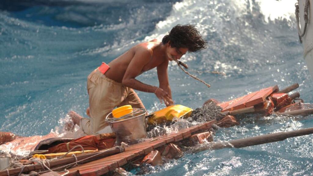 A still from the film adaptation of Life of Pi: “This magical tale of survival and personal growth through adversity sees Pi adrift with his unlikely crew for 227 days. The novel was rejected by multiple publishers before being taken on by Knopf Canada and going on to win the Booker Prize for Martel in 2002”
