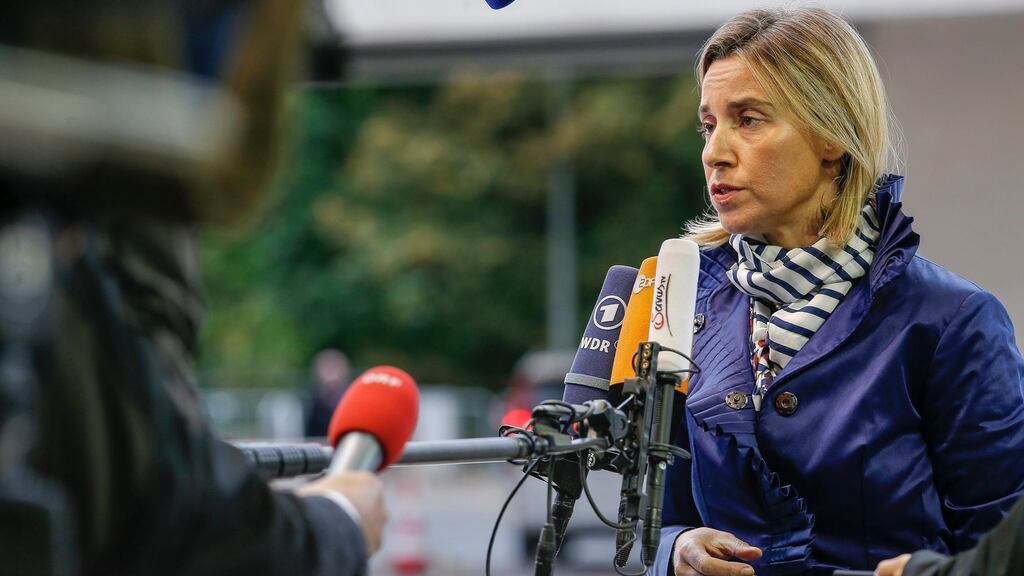 Federica Mogherini, High Representative of  EU for Foreign Affairs and Security Policy, in Luxembourg where the meeting focused on  a system to keep out migrants who do not qualify for asylum. Photograph: Julien Warnand/ EPA