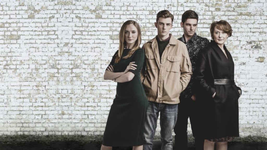 Actors Pandora McCormick (left), Jack Nolan, Adam Weafer and Cathy Belton, in character as Claire, Michael, David and Susan Hennessy on TV3 soap ‘Red Rock’.