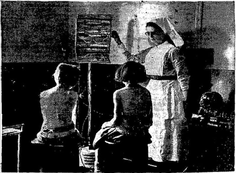 A caption in The Irish Times on December 17th, 1938, reads: “Children undergoing Ultra Violet Ray Treatment with the new apparatus at the Eye, Ear and Throat Hospital, Cork.”