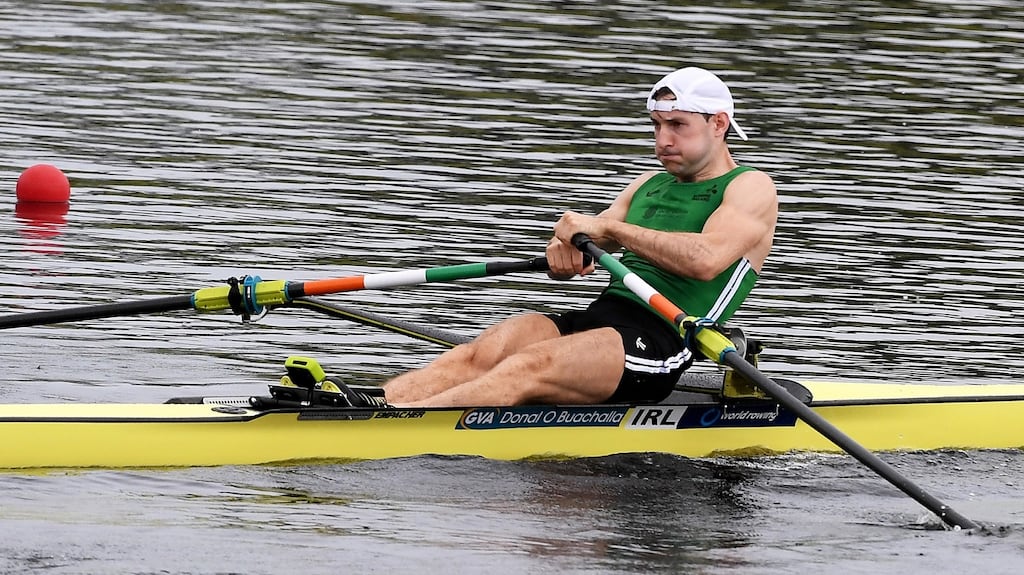 Ireland’s Paul O’Donovan on his way to winning his quarter-final at the World Rowing Championships in Sarasota, Florida. Photograph: Detlev Seyb/Inpho