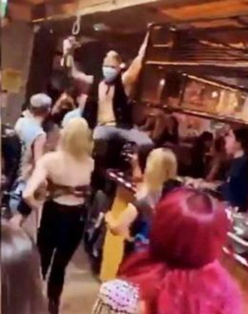 A sreengrab from a video showing the inside of Berlin D2 bar during the incident.