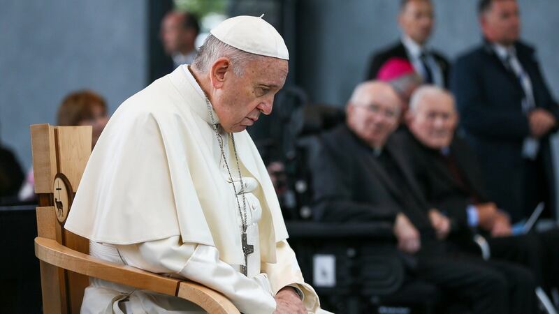 Pope Francis prays at Knock Shrine in Co Mayo. Photograph: Maxwell/AFP/Getty Images