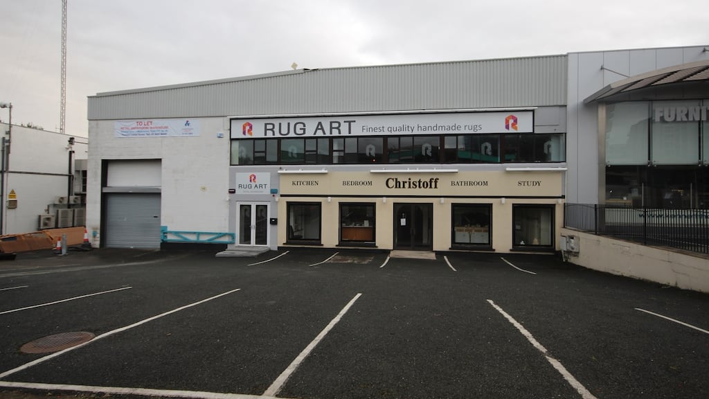Unit 1C at Birch Avenue in Stillorgan Industrial Estate: the three tenants share 13 surface car-parking spaces to the front.