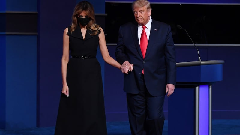 Donald Trump and first lady Melania Trump after the debate. Photograph: Kevin Dietsch/UPI/Bloomberg