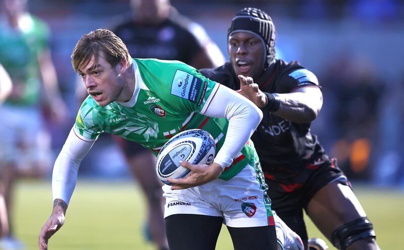 Leicester Tigers's Ollie Hassell-Collins is tackled By Saracens's Maro Itoje at StoneX Stadium on November 4th, 2023. Photograph: Peter Nicholls/Getty Images