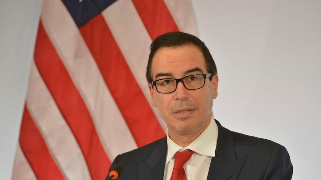 US treasury secretary Steven Mnuchin at the G20 finance ministers meeting in Baden-Baden in Germany.