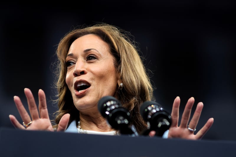 US vice-president Kamala Harris has been under attack from Donald Trump over migration. Photograph: Christian Monterrosa/Bloomberg
