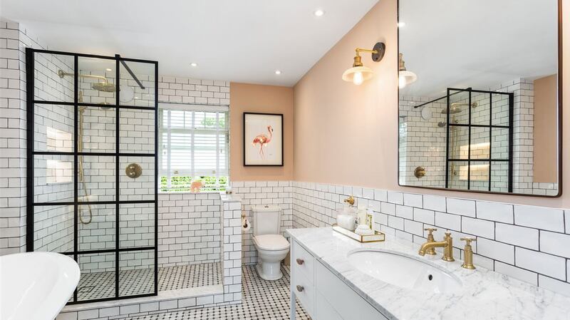 Pine Lodge: a bathroom at Saoirse Ronan’s Co Wicklow home