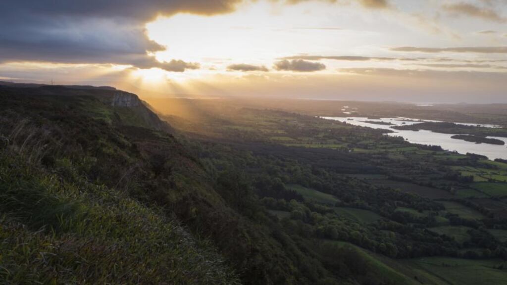 Cliffs of Magho and Lough Erne in Co Fermanagh. People in Fermanagh gave the highest happiness rating in a UK survey. Photograph: Thinkstock/Getty Images