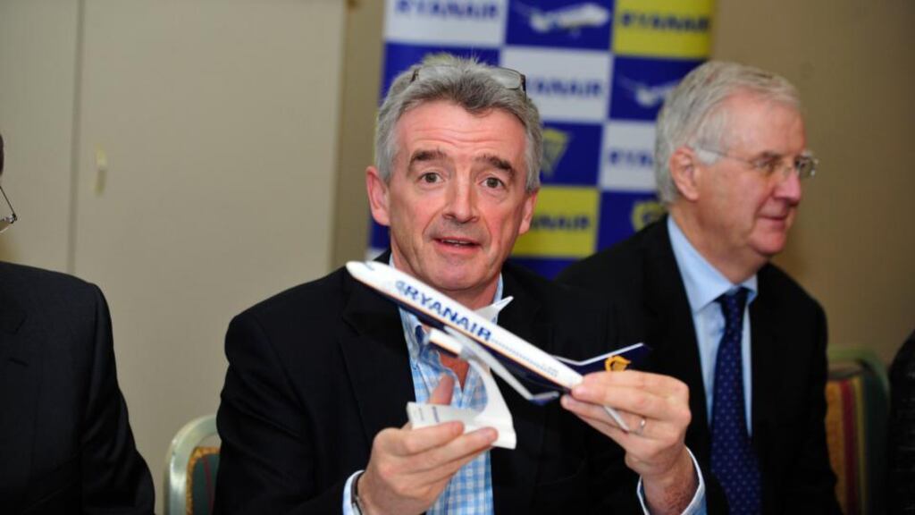 Ryanair chief executive Michael O’Leary during the company’s agm in Dublin Airport yesterday. Photograph: Aidan Crawley