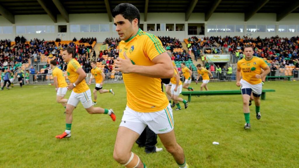 Emlyn Mulligan takes to the field for Leitrim’s Connacht senior football championship game against London last year, which Mulligan’s long-suffering county lost. Photograph: James Crombie/Inpho