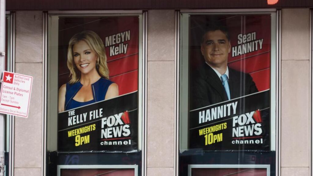 The headquarters of Fox News in New York: in an extraordinary public display of rancour between top-tier news personalities, Fox anchor Sean Hannity accused his colleague Megyn Kelly of bias toward Hillary Clinton, writing in a late-night tweet, “Clearly you support her.” Photograph: Karsten Moran/The New York Times