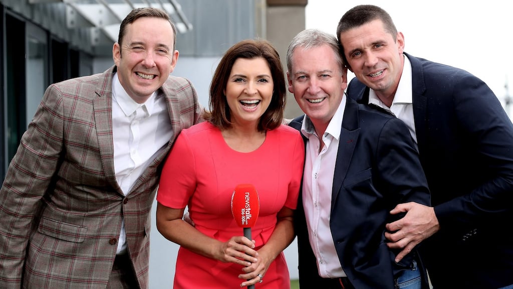 Newstalk Breakfast team  Shane Coleman, Colette Fitzpatrick, Paul Williams and sports anchor Alan Quinlan. Coleman and Williams will present on Monday’s debut. Photograph: Maxwell’s