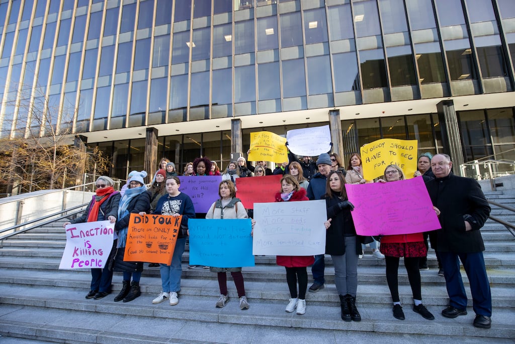 People attending a protest at the Department of Health in Dublin calling for reform of eating-disorder services. Photograph: Tom Honan/The Irish Times
