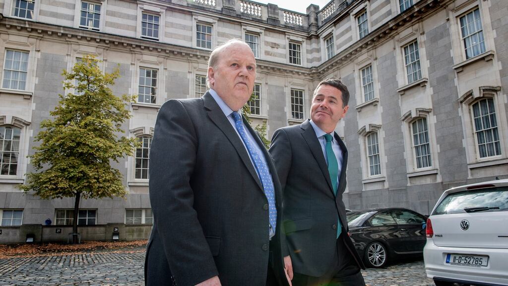 When Michael Noonan and Paschal Donohoe announce the 2017 budget in October, the total available will be just over €1 billion, split two-one in favour of spending over tax. That means tax cuts of only about €340 million (if no new taxes are raised). Photograph: Brenda Fitzsimons/The Irish Times