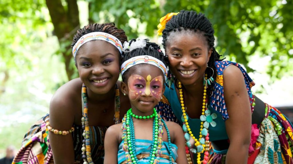 Victoria Osei and her daughters Perfect and Ama Osei at Cork city’s celebration of Africa Day. Photograph: Clare Keogh