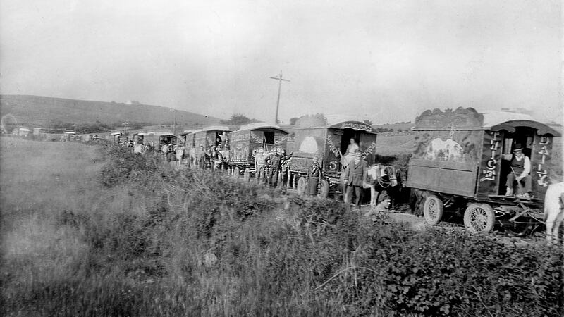 The Arthur Collection’s Fossets Circus leaving town, Kilshanny Road 1939, at Ennistymon Gallery.
