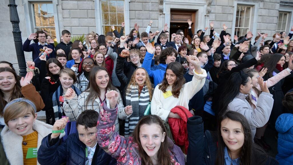 A total of 157 young people have been selected to take part in a one-day Youth Assembly at the Dáil on climate action. Photograph: Alan Betson/The Irish Times