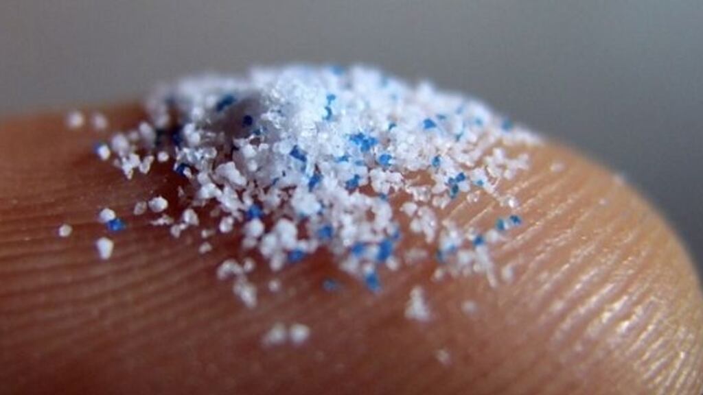 Microbeads from an exfoliating daily wash. Use of the plastic particles in products is outlawed in Canada, and is due to be prohibited in Britain and the US this year